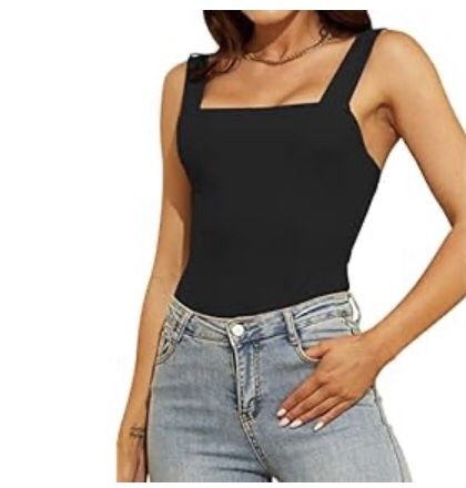 Women's Square Neck Sexy Backless BodySuit Sleeveless Casual Tank Tops for Women