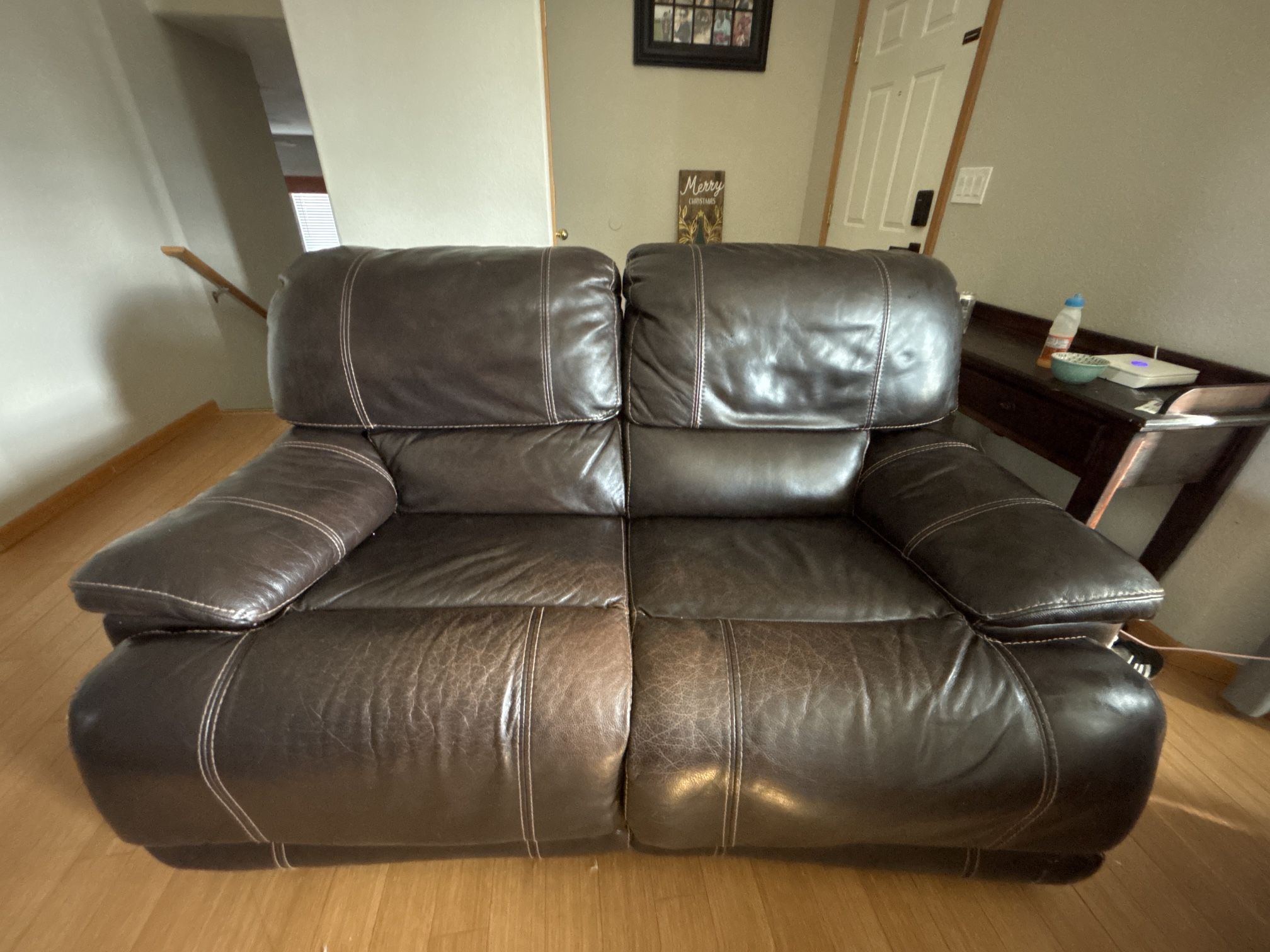 Lazy Boy Brown Leather Recliner Sofa And Love Seat