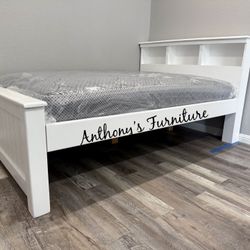 White Full Bed With Mattress 