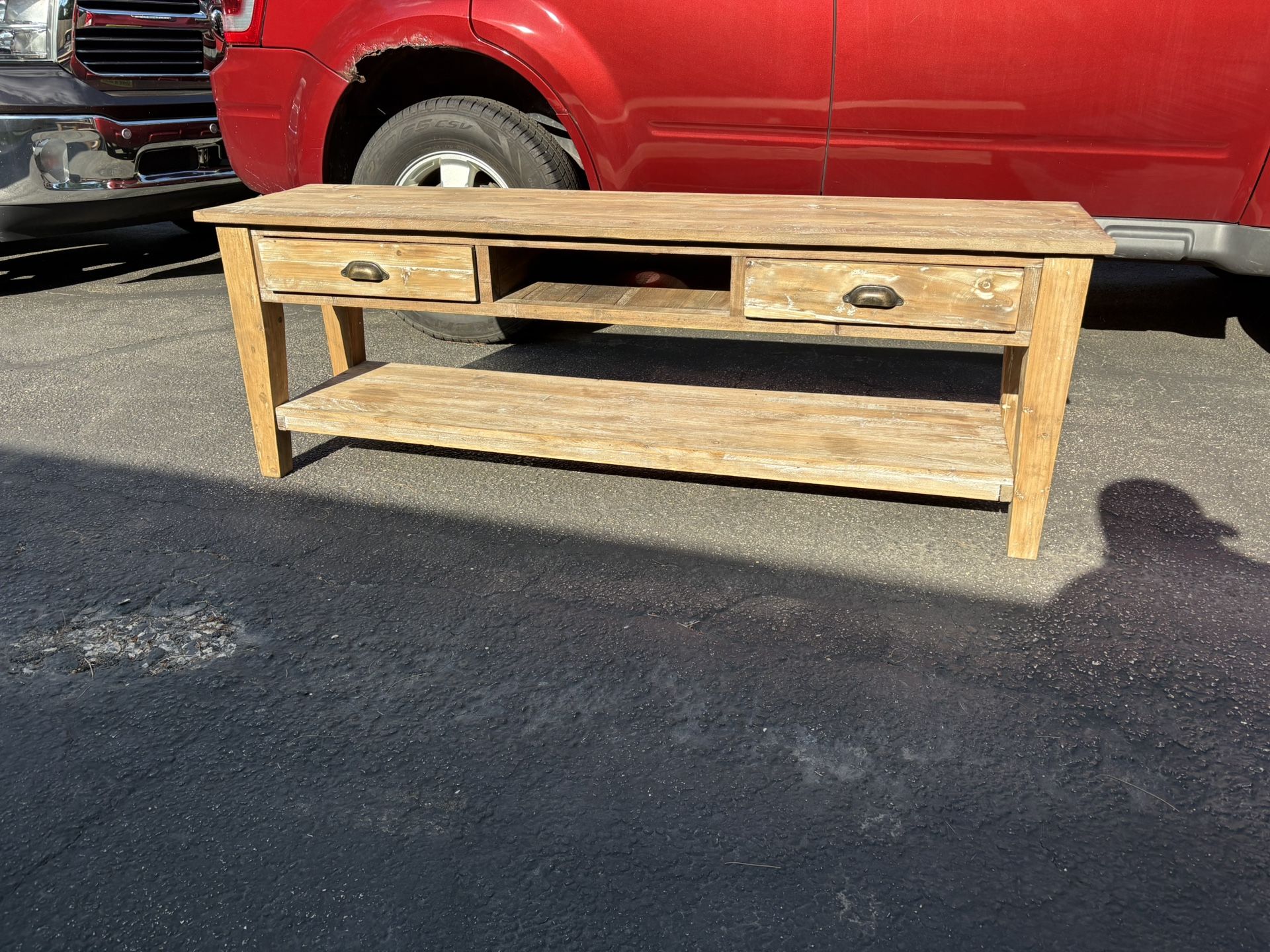 Rustic console table w/ tapered legs