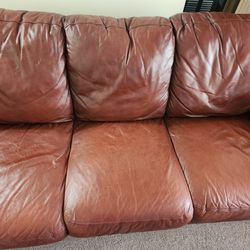Reddish Brown Genuine Leather Couch