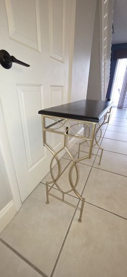Accent table wood & gold metal