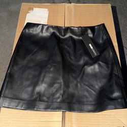 Brown leather skirt