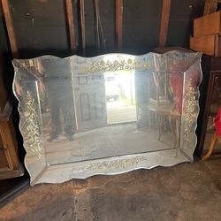 Antique Gold Etched Mirror Large Must Go!