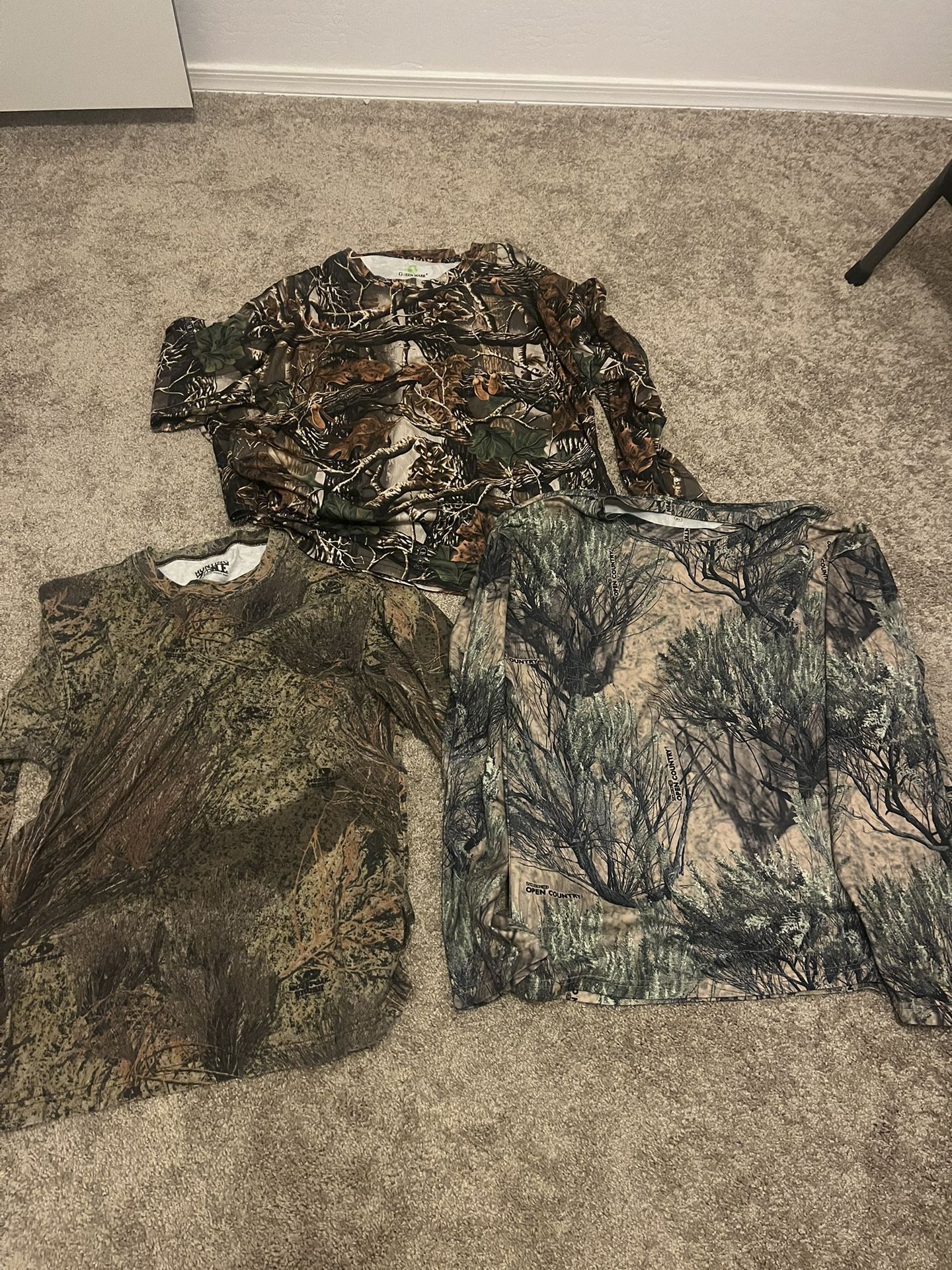 3 Camo Long Sleeve Shirts/Men’s Size XL/Hunting