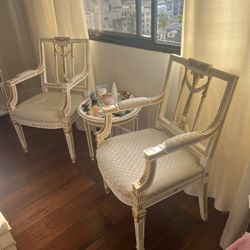 French Provincial Arm Chairs And End Table