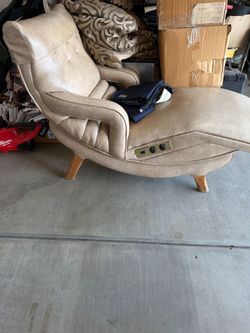 Massage Beige Faux Leather Chaise Lounge with Controls