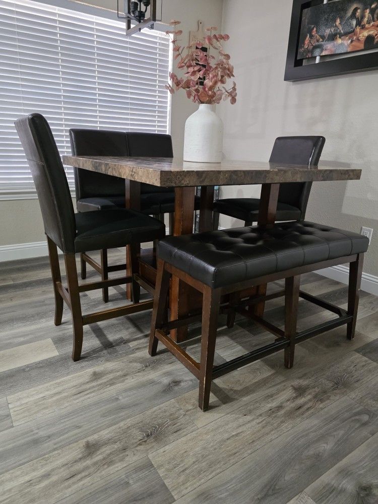 Counter Height Dining Set Table (Marbletl Top )