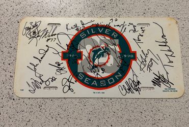 MIAMI DOLPHINS Team Signed Autographed Tag Plate Silver Season 1990