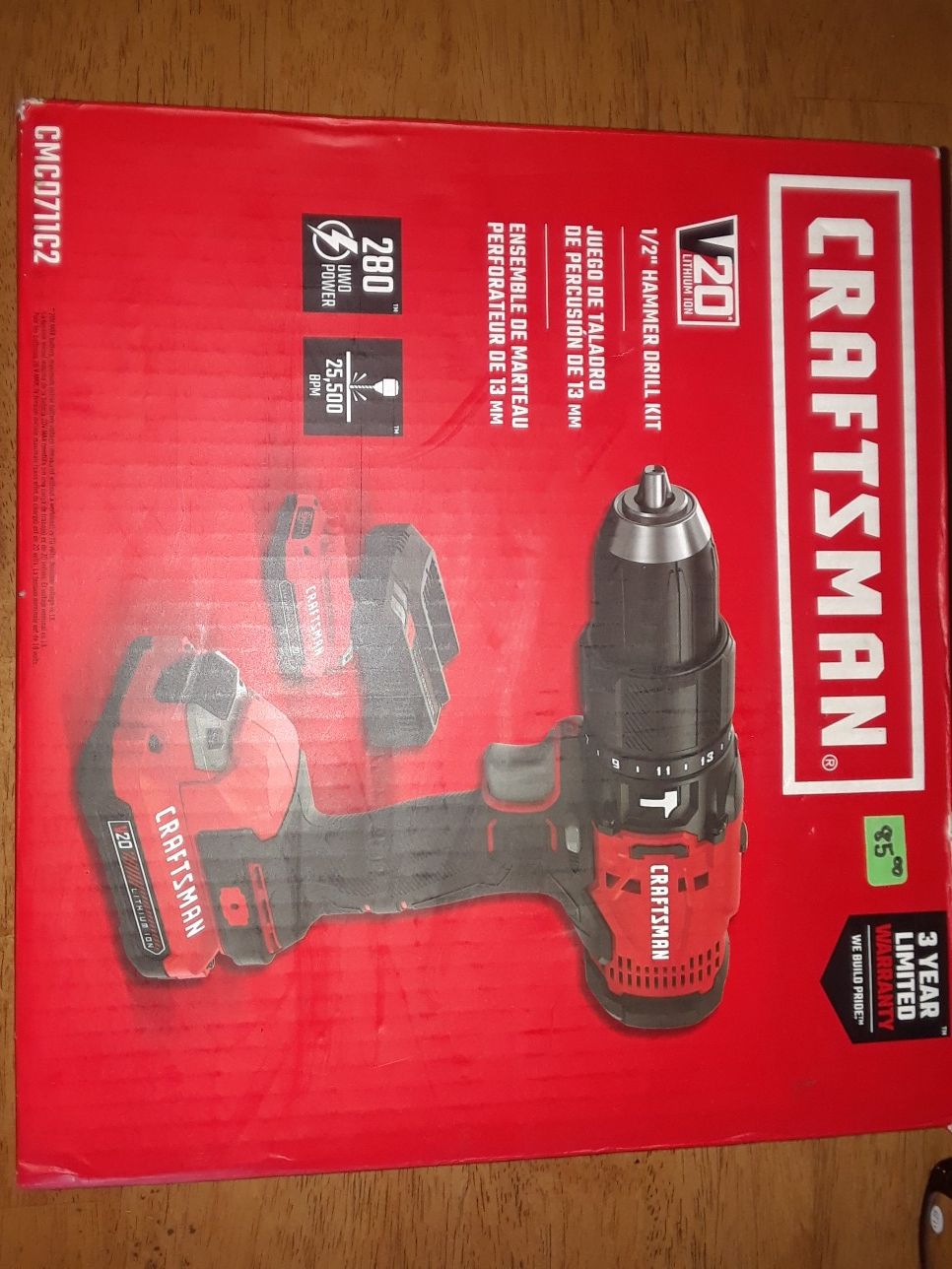 Craftsman V20 volt hammer drill kit with battery and charger