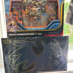 Mega Charizard EX UPC and Mega Kanghaskhan EX box