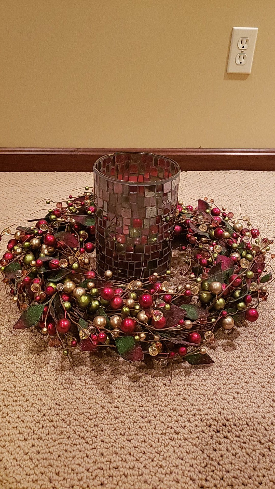 Wreath and candle holder plus candle