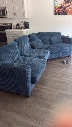 Navy Blue Corduroy Couch