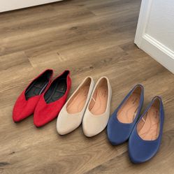3 Pairs Of Flats, Size 8-8.5