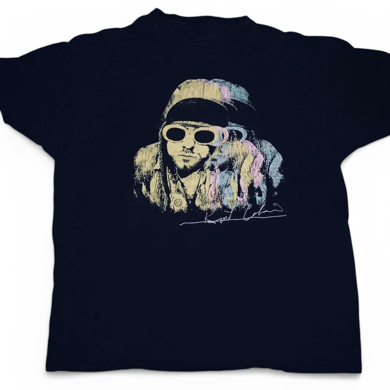 Kurt Cobain Nirvana Multi Color - T-Shirt Size Large Measurements > Pit to pit: 22”in Length: 28”in Material: 100% Cotton - Color: Black / Yellow