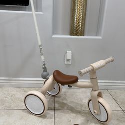 kidpop Tricycle with Adjustable Push Handle for 1-4 Year Old (Beige)