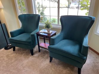 Teal wingback chairs from World Market