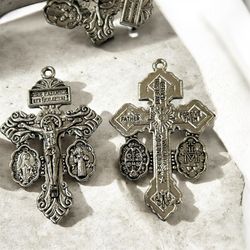 12 pc x 3 way pardon indulgence crucifix with st Benedict and miaculours charms