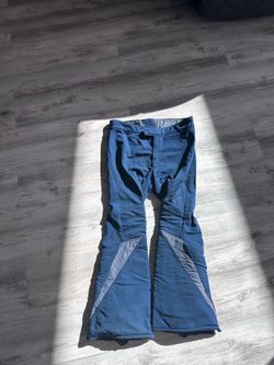 Vintage 70s Skitique Men's 36R Flared Ski Pants Wool Blend Blue Made in Japan