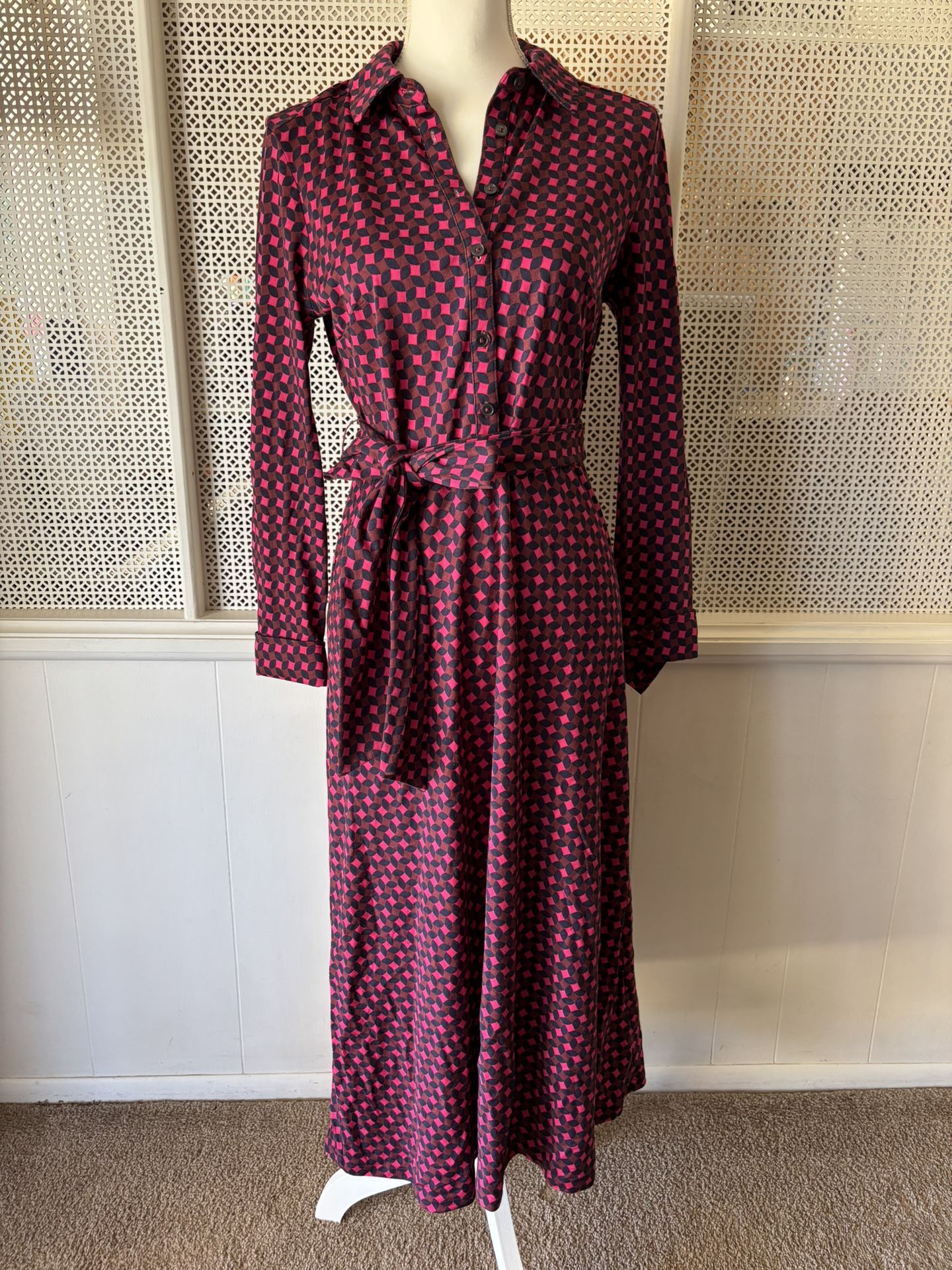 BODEN Marcia Jersey Midi Dress Geo Print