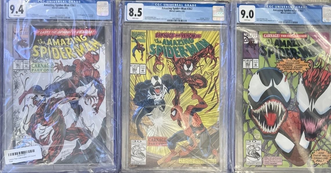 Amazing Spider-Man #361 CGC 9.4, #362 CGC 8.5, #363 CGC 9.0