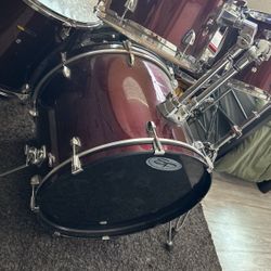 SP Marble Red Drum Set  (minus Share)chair/ Extra Mini Crash Symbol