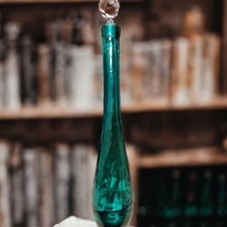 Vintage Stunning Blue Decanter W/a Crystal Stopper