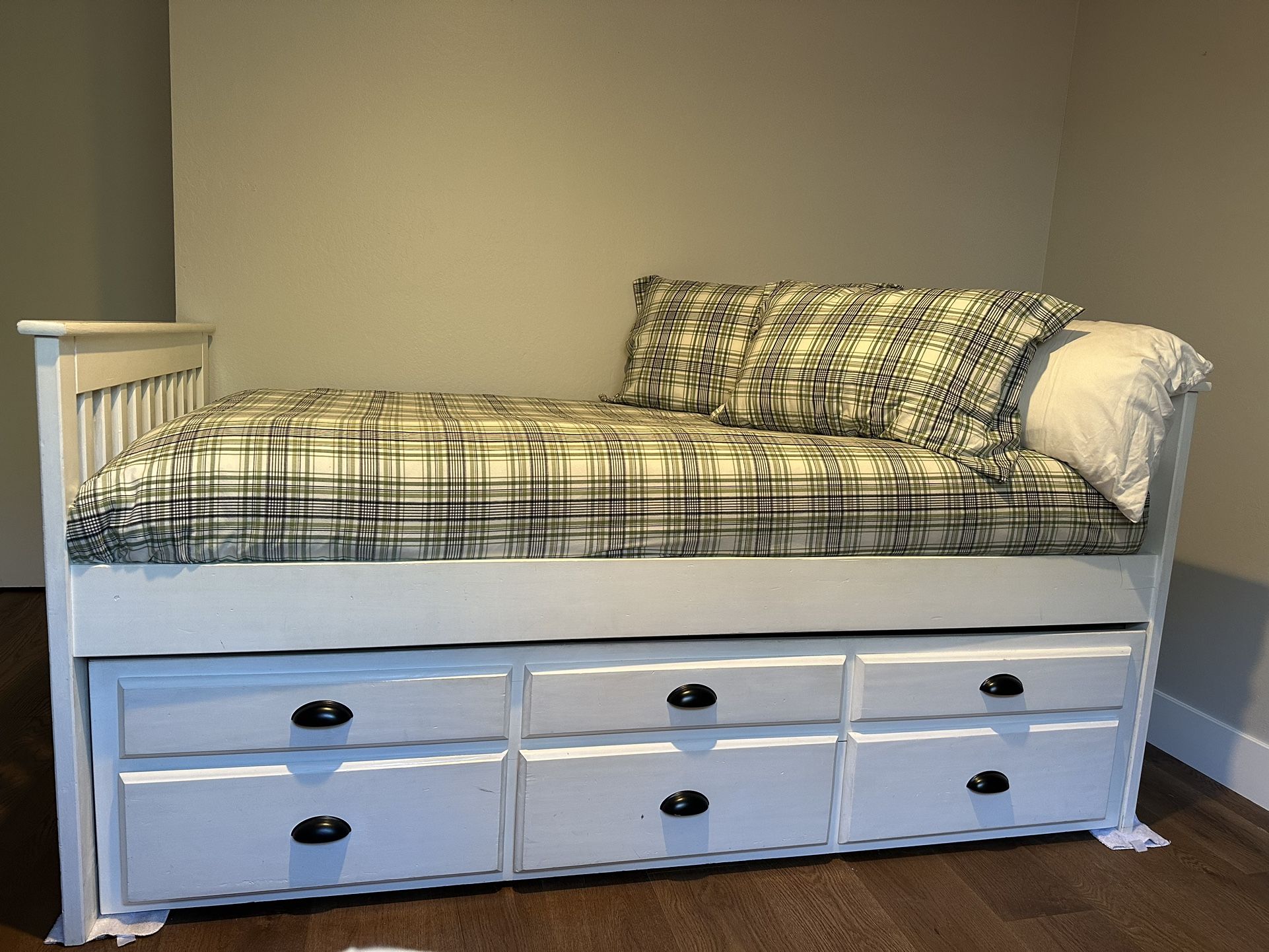 Pottery Barn Twin Trundle Storage Bed & Mattresses