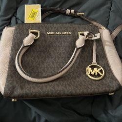 Michael Kors Purse Brown And Light Pink Beige Interior And Medium Size