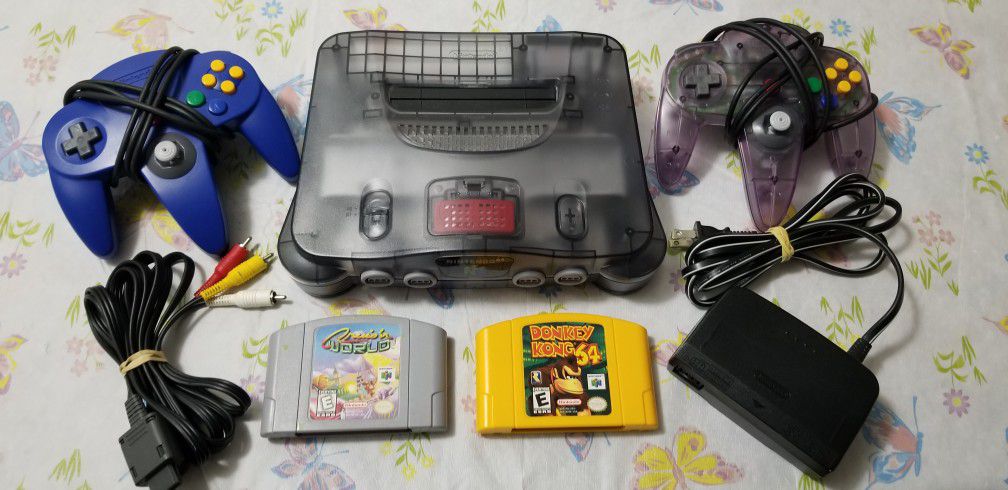 Nintendo 64 Funtastic Smoke edition With Expansion Pack Games And Controllers 
