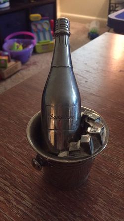 Miniature champagne on ice bucket in silver plated finish