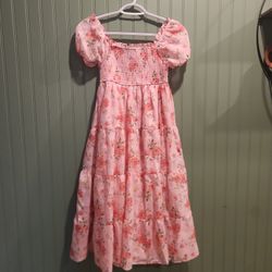 Pink Floral Kids Dress