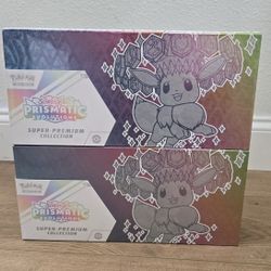 For Sale:
Brand New in Box Pokemon Trading Card Game TCG Scarlet & Violet Prismatic Evolutions Super Premium Collection SPC