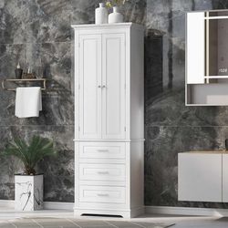 Assembled New Bathroom Tall Storage Cabinet with Adjustable Shelves