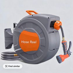 Retractable Garden Hose Reel,1/2 in x 65/100 ft Wall Mounted Hose Reel with 180° Swivel Wall Mount Bracket