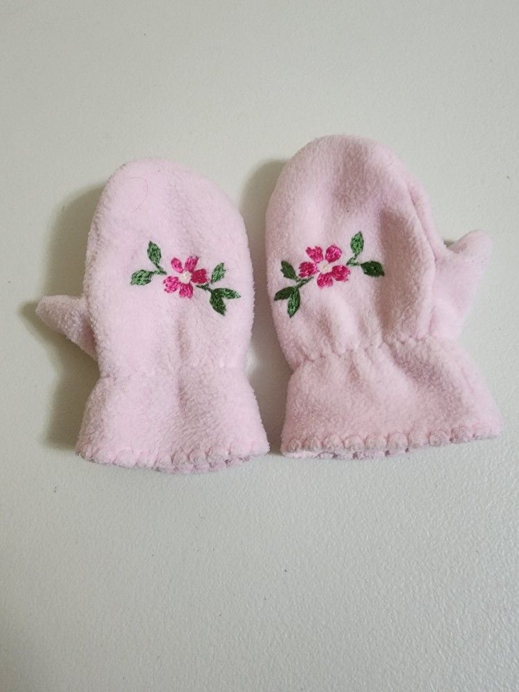 Baby GAP Pink Gloves Flower Baby Toddler 12-18 months