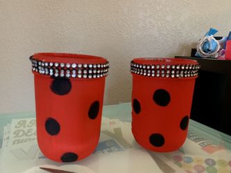 Lady bug utensil holder for birthday party