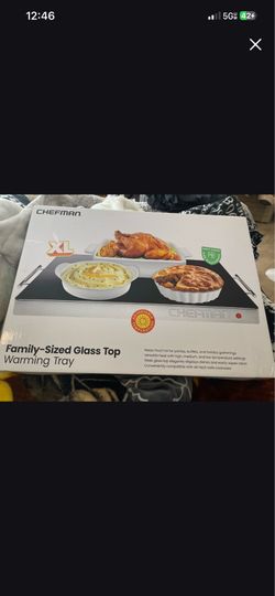 Family sized glass top warming try