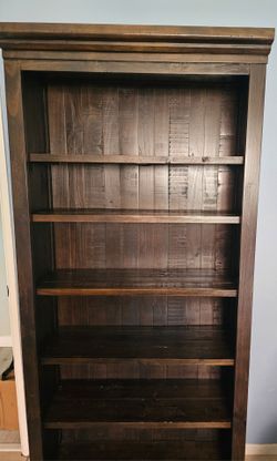Tall Dark Wood Bookcase with 5 Shelves