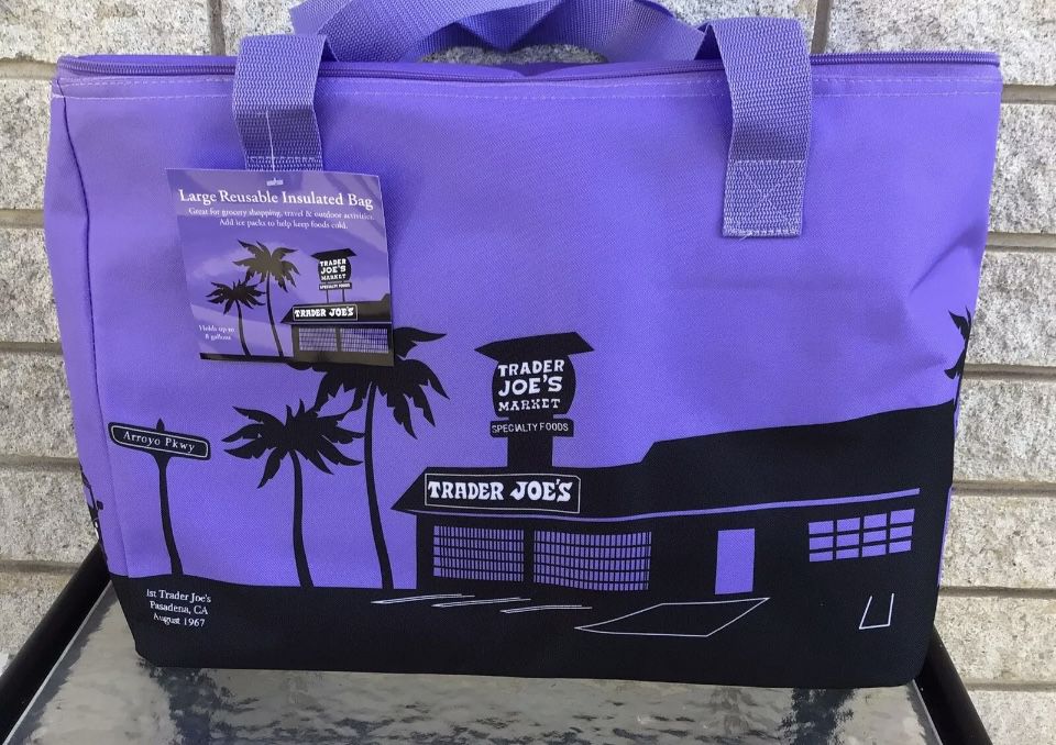 NWT TRADER JOES Purple Lavender Reusable Insulated Bag Tote Cooler 8 Gallon