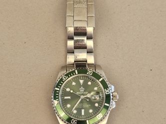 Reginald Stainless Steel Green Dial Diver Watch 300m Date Automatic