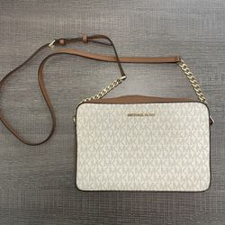 Brown And White Michael Kors Purse 