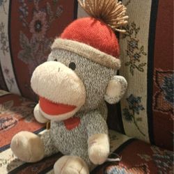 BUILD-A-BEAR SMALLFRYS SITTING POSITION BROWN SOCK MONKEY STUFFED  PLUSH  TOY 
