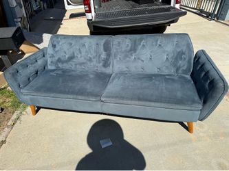 Blue Velvet Futon Sofa Bed
