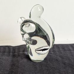Handmade Swaziland Ngwenya Glass Clear Squirrel Figurine