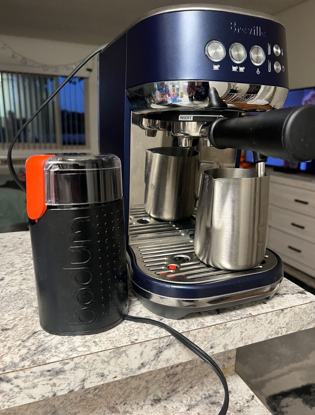Breville Bambino Plus Espresso Machine in Damson Blue