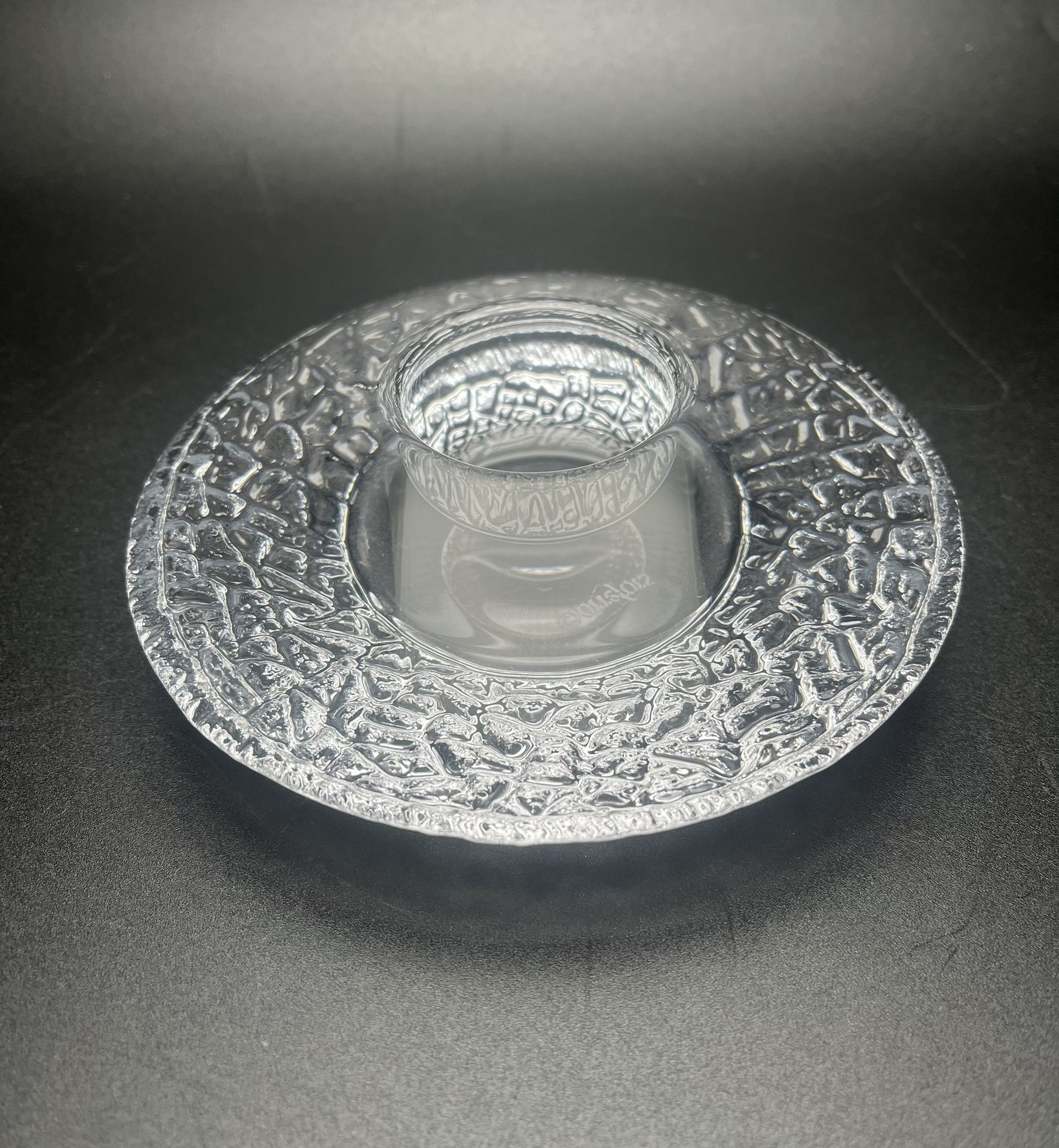 Orrefors Discus Disk Tea Light Votive Holder Swedish Sweden Art Glass