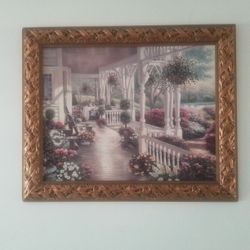 Original Oil Painting By Renowned Artist Betsy Brown In  Vintage  Giltwood Leaf Frame