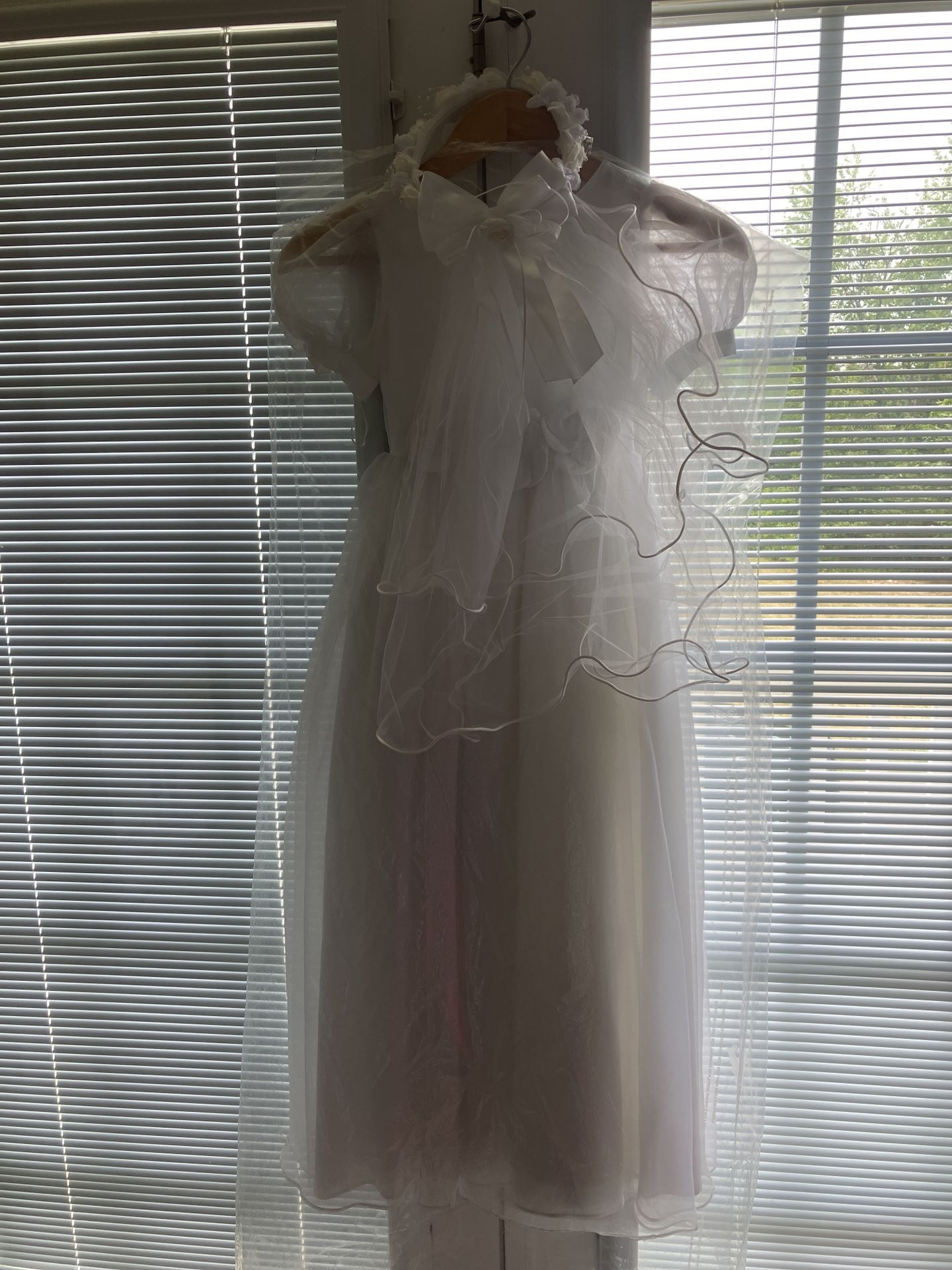 Free Communion Dress Or Flower Girl Dress And Veil Size 7