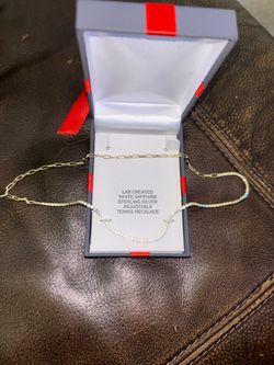 14K GOLD OVER SILVER 18" ADJ TENNIS NECKLACE